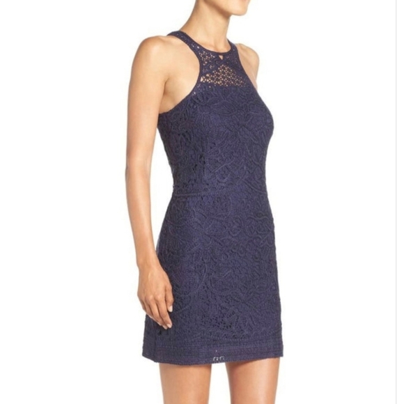 Lilly Pulitzer Jamie Midnight Blue Chrochet Mini Dress, Size S - Picture 2 of 7